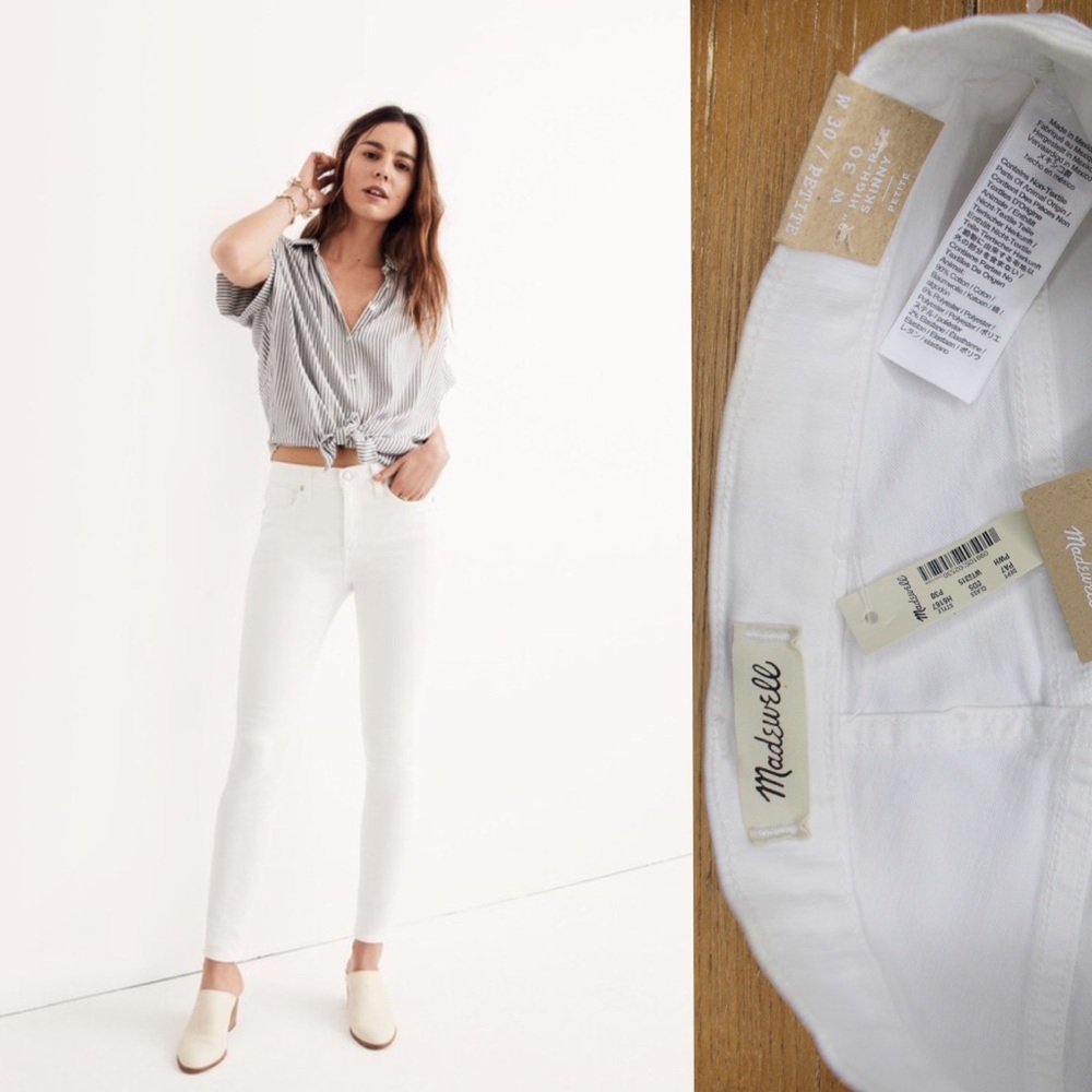 Madewell NWT Petite 9" Mid-Rise Skinny Jeans in Pure White Size 30 Petite